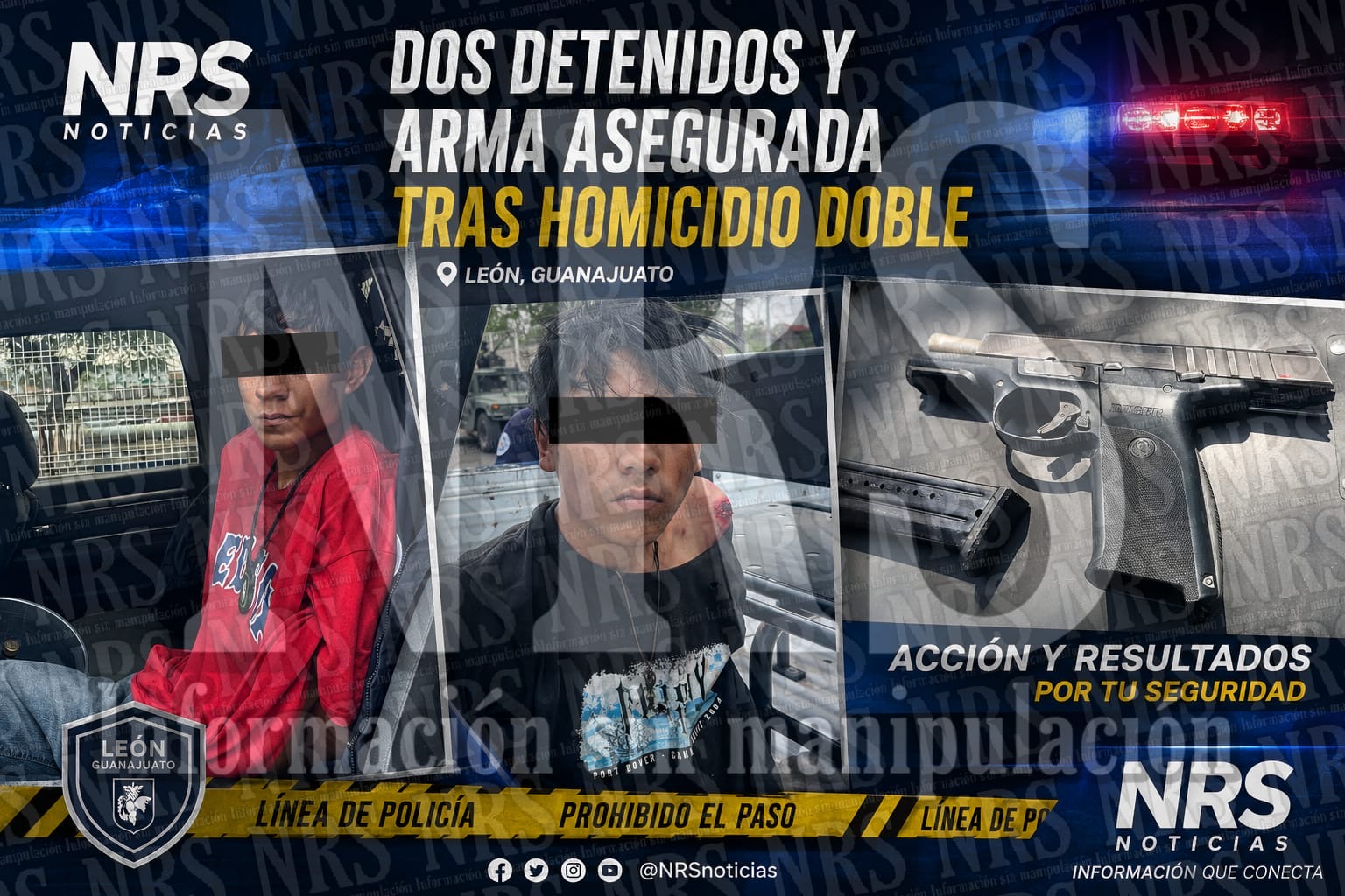DOBLE HOMICIDIO EN LEÓN: DETIENEN A DOS PRESUNTOS RESPONSABLES CON ARMA 9MM